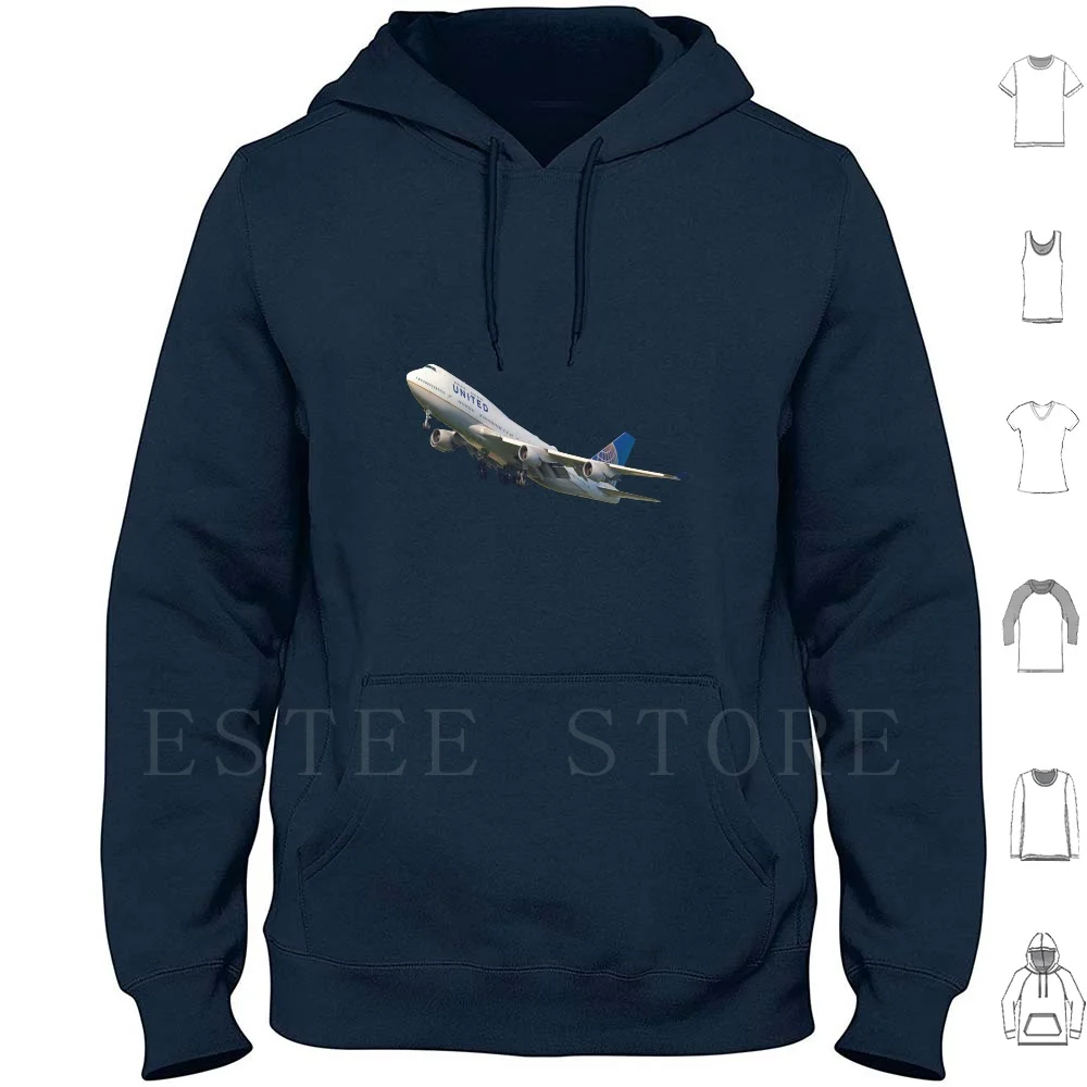 Felpe Con Cappuccio United 747 Boeing 747 United Jet Transport Take Off Jet