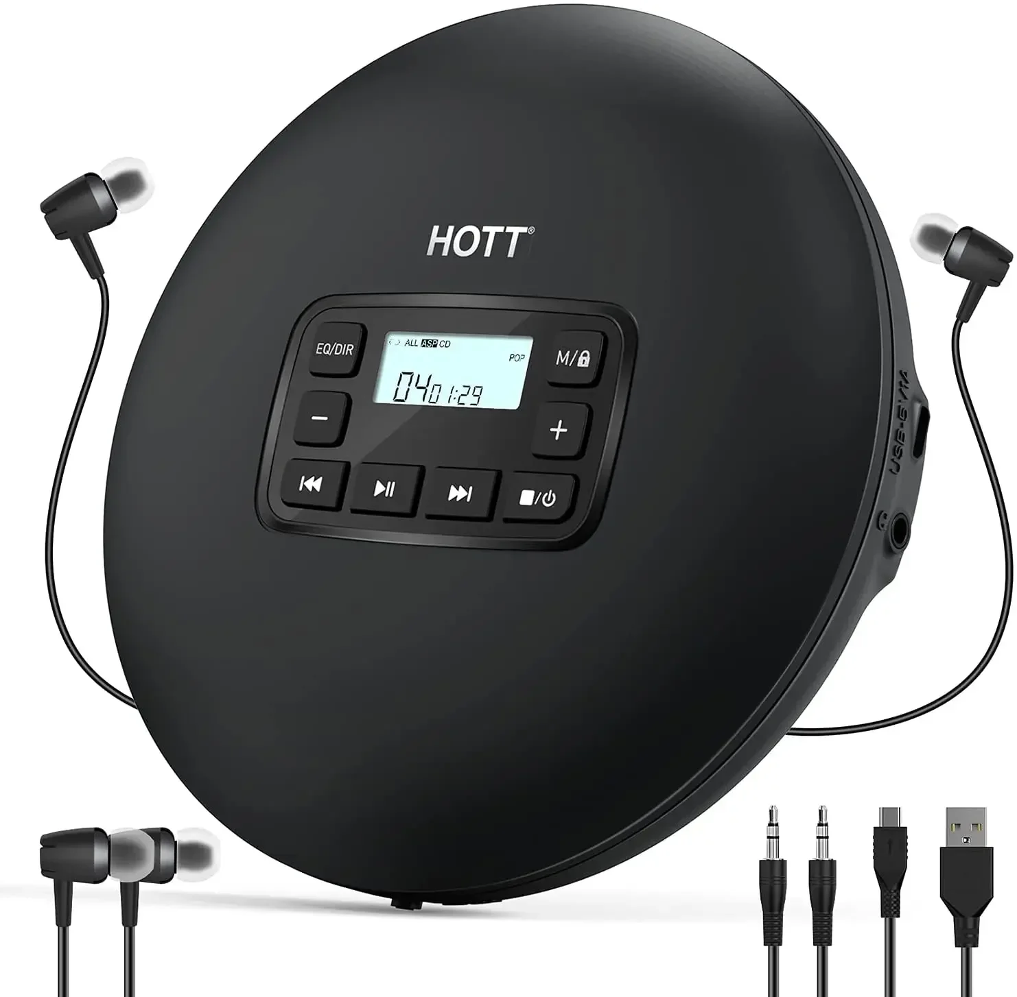 Cd Walkman Lettore Cd Portatile Cuffie Hifi Music Reproductor Discman Player Versione Usb E Batteria Schermo Lcd Con Cavo Aux