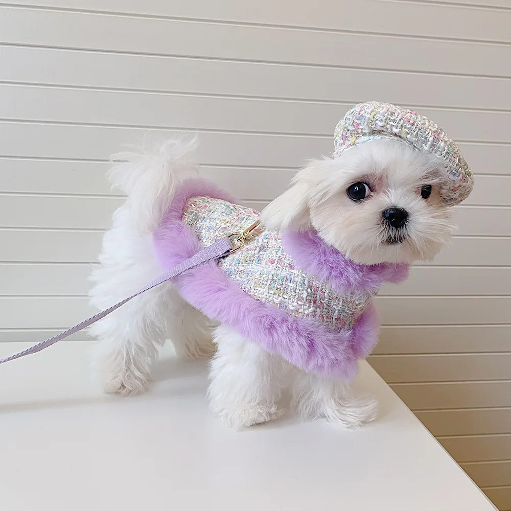Pet Grossolana Lana Cape Pet Cape Peluche Lace Cape Cat Chest Strap Traction Rope Dog Coat Puppy Clothes Vestiti Per Cani Per Cani Di Piccola Taglia