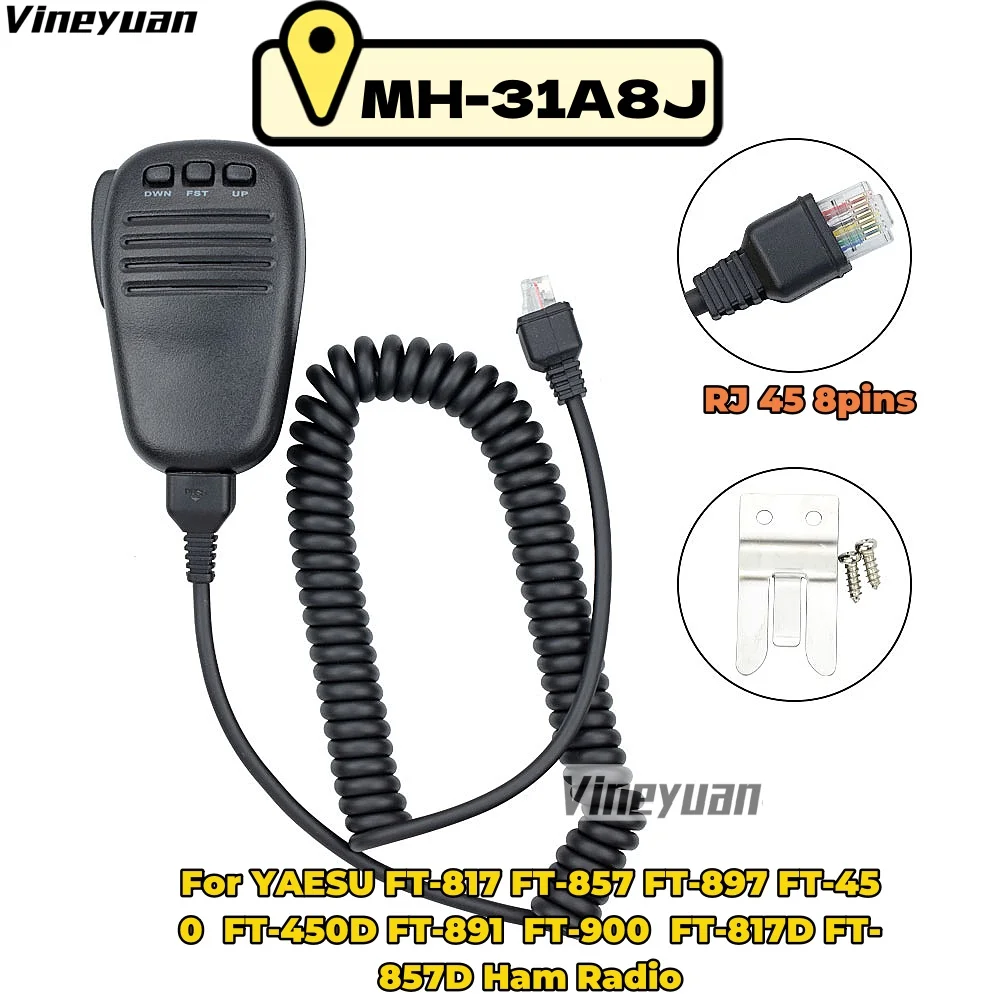 Nuovo Microfono Altoparlante Portatile Mh-31A8J Per Yaesu Ft-817 Ft-857 Ft-450 Ft-891 Ft-900 Ft-857D Ham Radio