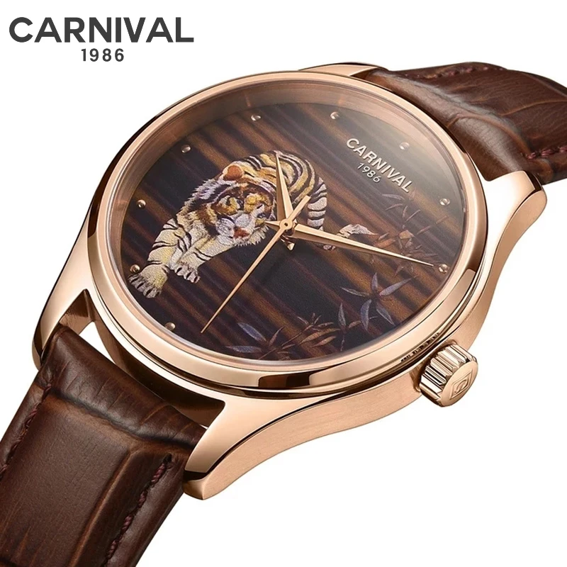 Carnival Fashion Zodiac Series Tiger Miyota Movement Orologio Meccanico Luxury Sapphire Crystal Orologi Automatici Impermeabili Da Uomo