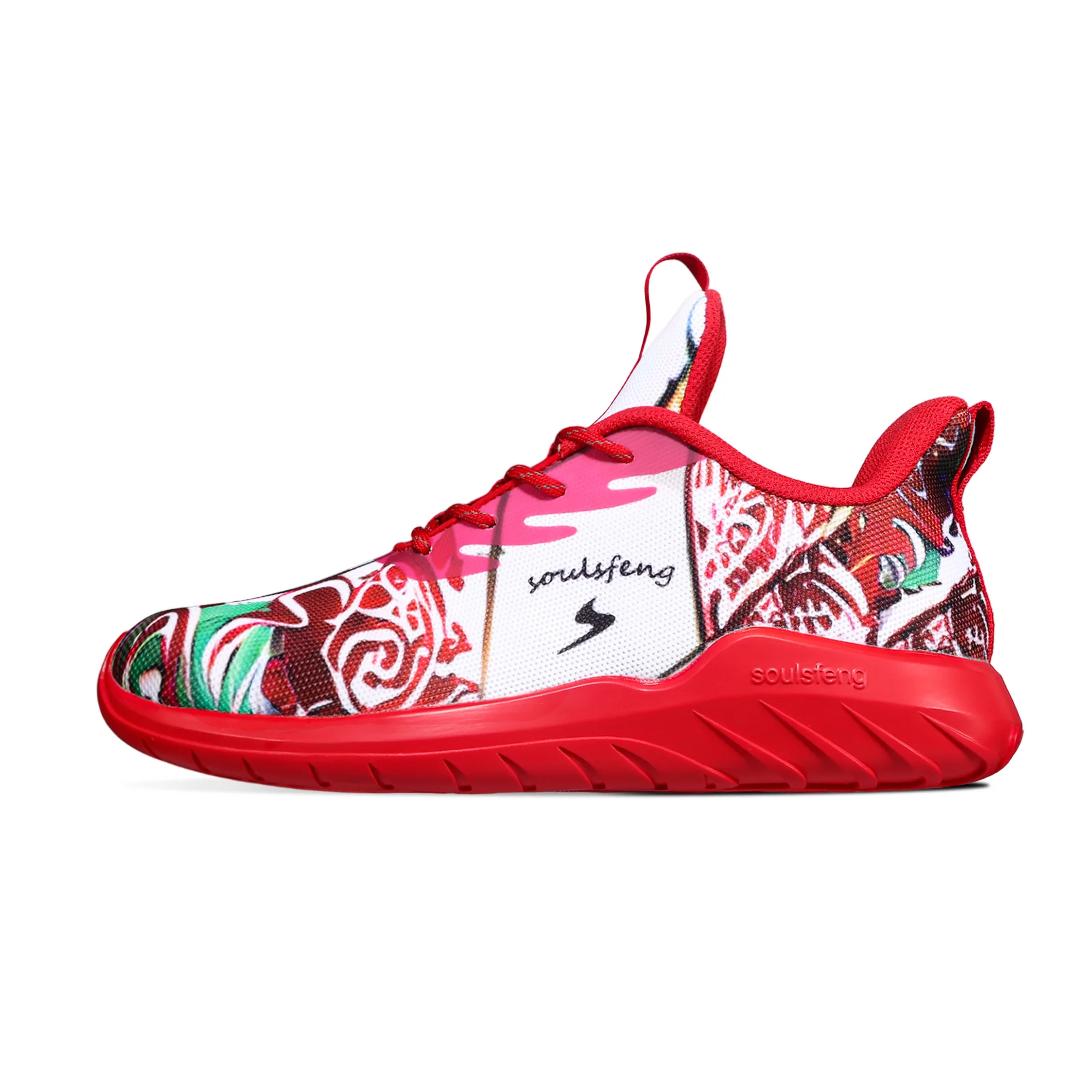 Scarpe Sportive Da Uomo Rosse Con Fiore Di Sneaker Olimpico Soulsfeng