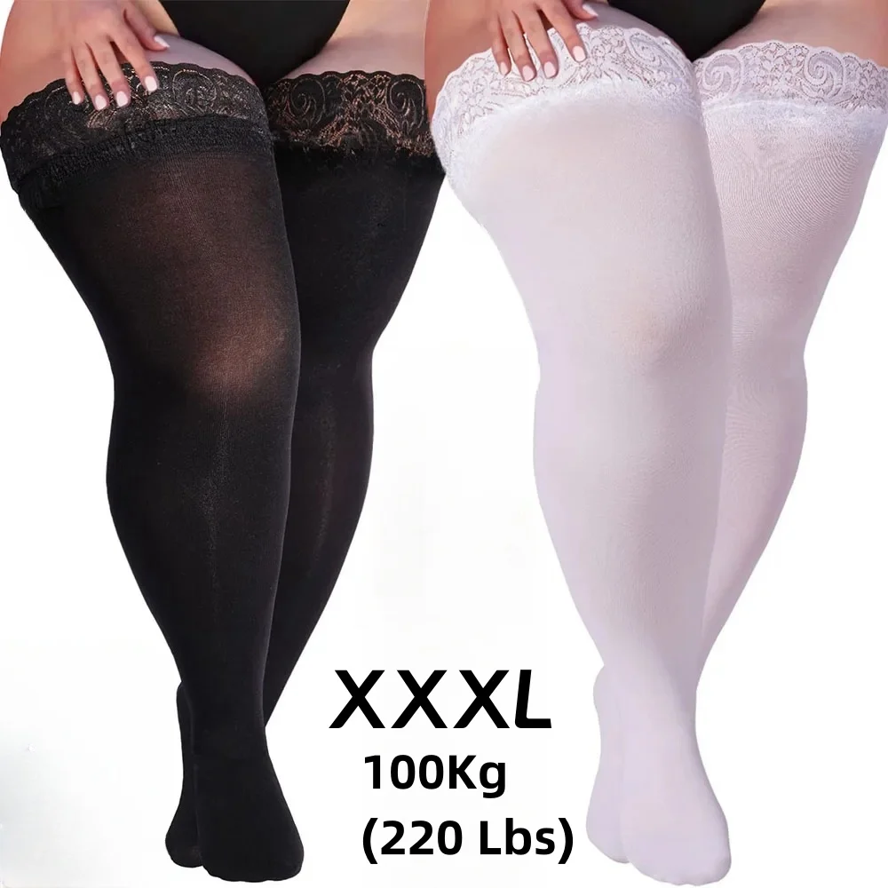 Donne Plus Size Calze Sexy Grasse Top In Pizzo Cinturino In Silicone Calze Di Pizzo Alla Coscia Antiscivolo Calze Da Discoteca Regalo Erotico Femminil