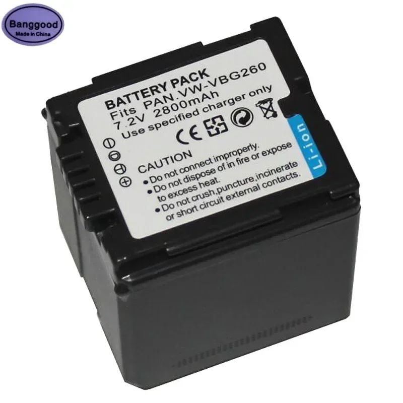 Batteria Per Videocamera 2800Mah Vw-Vbg260 Per Panasonic Vw-Vbg070 Vw-Vbg130 Sdr-H20 Sdr-H28 Sdr-H258 Hdc-Sd1Sx5 W28