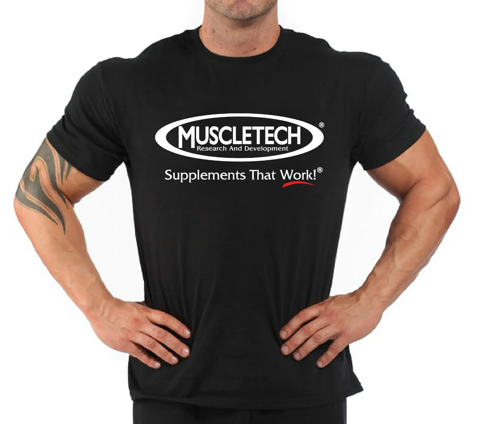 Maglietta Bodybuilding Fitness Palestra 'Muscletech' Maniche Lunghe O Corte