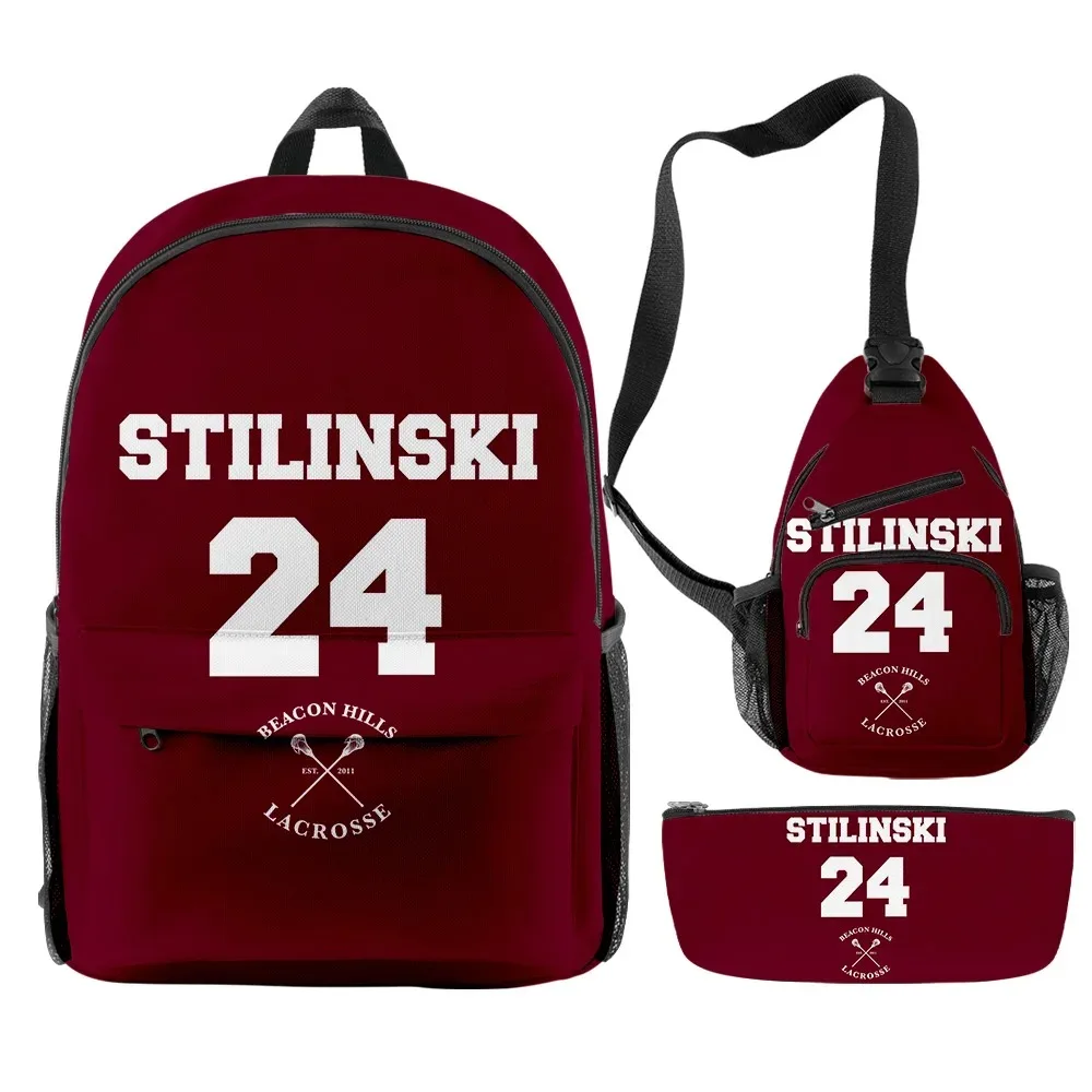 Beacon Hills Lacrosse Merch 3 Pcus/Set Saco Escolar De Viagem Saco Lalpis Crossbody Bgl Terno Para Criancue Aldult 2024