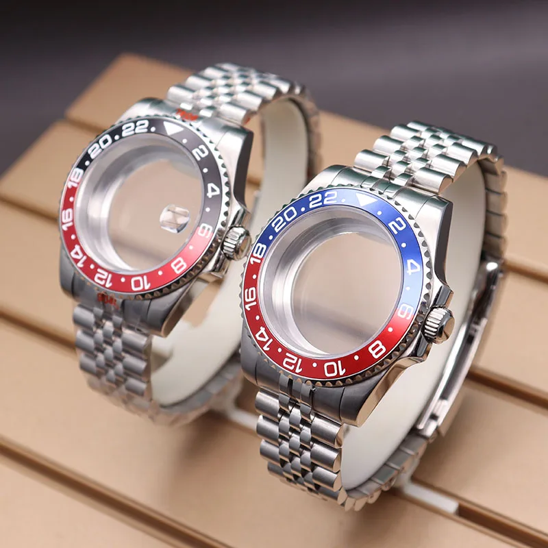 40Mm Cassa Orologio Braccialetto Cristallo Zaffiro Per Seiko Nh35 Nh36 Miyota 8215 Eta 2824 Movimento 28.5Mm Quadrante Gmt-Master Accessori