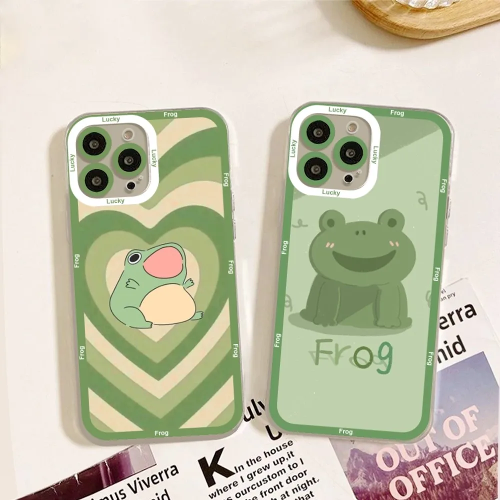 Green Funny The Frog Custodia Per Telefono Carina Per Iphone 11,12,13,14,15,15 Pro,13 Promax,14 Plus,15 Mini