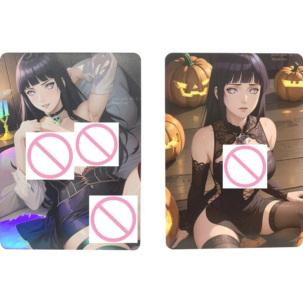Naruto Hyuga Hinata Sexy Nude Card Large Chest Anime Collection Card Refry Colorful Flash Anime Periferiche Otaku Gifts