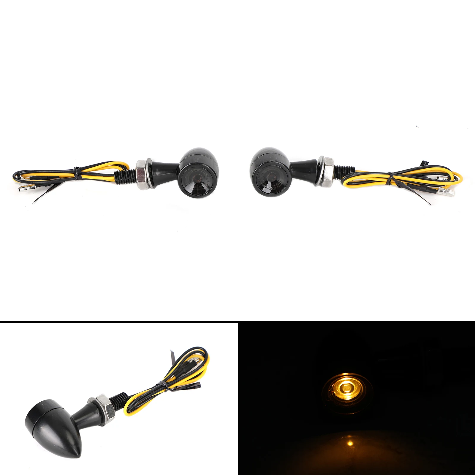 Areyourshop Mini Bullet Motorcycle Led Turn Signal Indicator Lamp Brake Light 12V M7 Motor Bike Parts