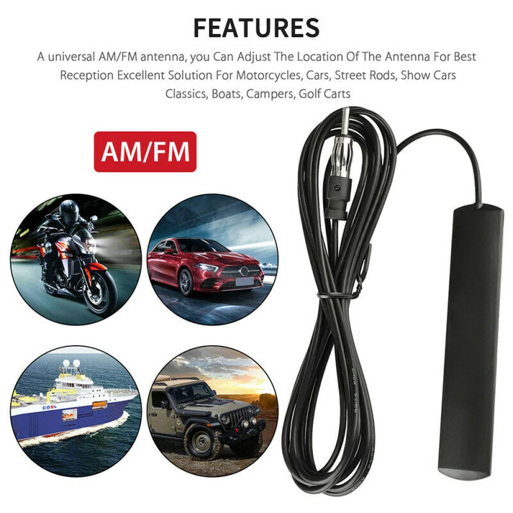1Xcar Radio Antenna Stereo Antenna Alimentata Nascosta Fredda Per Auto Universale Camion Barca Nero 12V Antenna Stereo Elettronica Per Auto