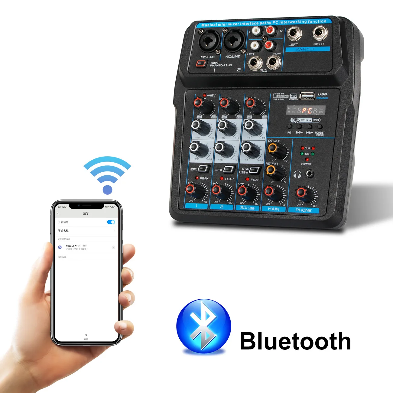 Mixer Piccolo A 4 Vie Mixer Desk Karaoke Da Palco Piccolo Con Effetto Riverbero Usb Altoparlante Bluetooth Dj Mixer Audio Digitale Da Scrivania