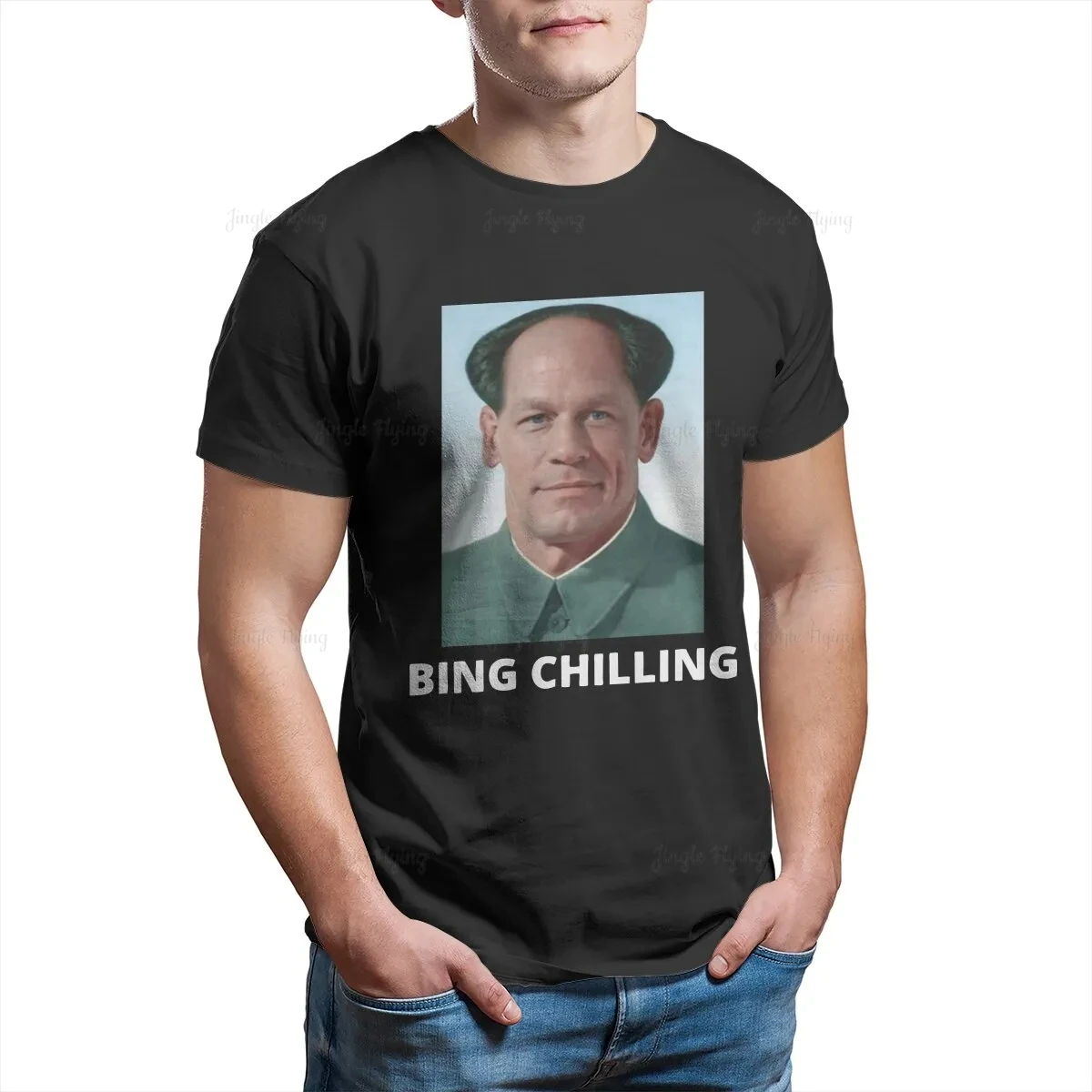 John Xina Bing Chilling For Men Cotton Hipster T-Shirt Girocollo Ice Cream Meme Tee Clothes