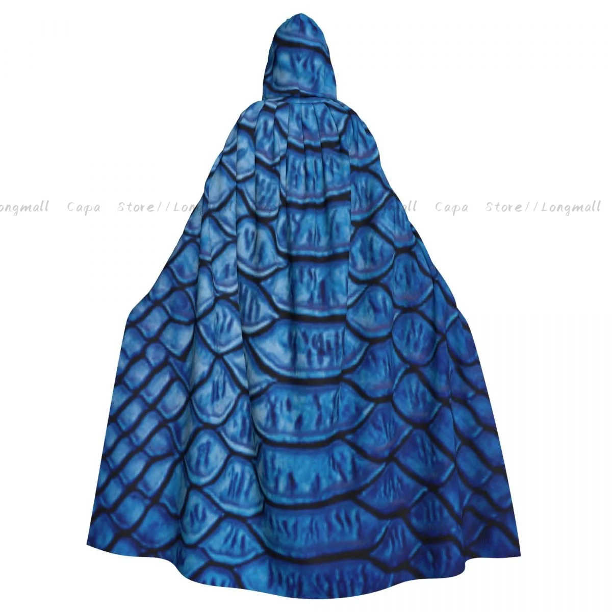 Pelle Di Serpente Alligatore In Blu Opera D'Arte Stampa Mantello Con Cappuccio Cappotto Halloween Costume Cosplay Vampire Devil Wizard Cape Gown Party