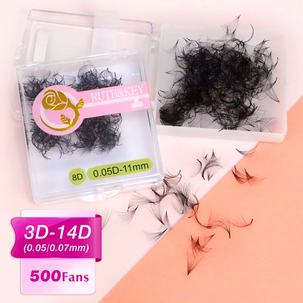 500 Fan Handmade Loose Bulk Volume Pro Made Lash Fans Extension Ciglia Heat Bonded Loose Premade Fans Promade Fans Lashes