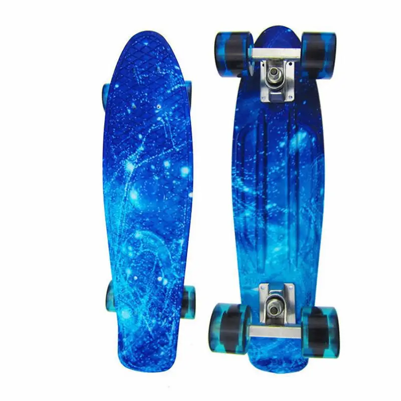 22 Pollici Mini Cruiser Skateboard Fish Board Per Bambini Pp Longboard Retro Penny Board Completo Stampato Banana Skate Board Scooter