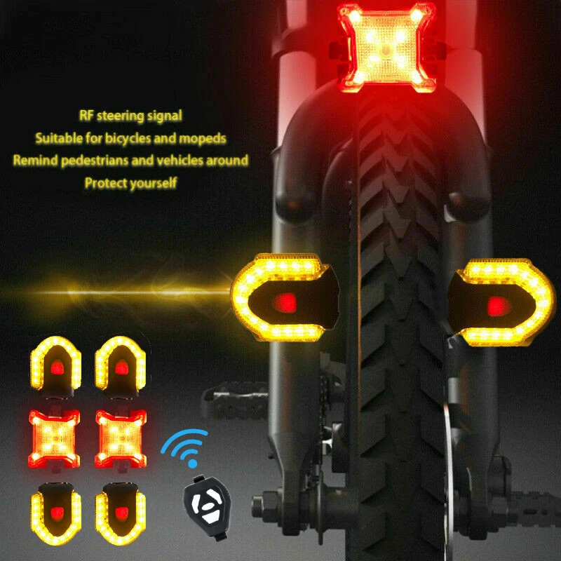 1Set Smart Wireless Remote Control Bike Indicatori Di Direzione Bicicletta Anteriore Posteriore Luce Moto Scooter Ciclismo Avvertimento Led Fanale Pos