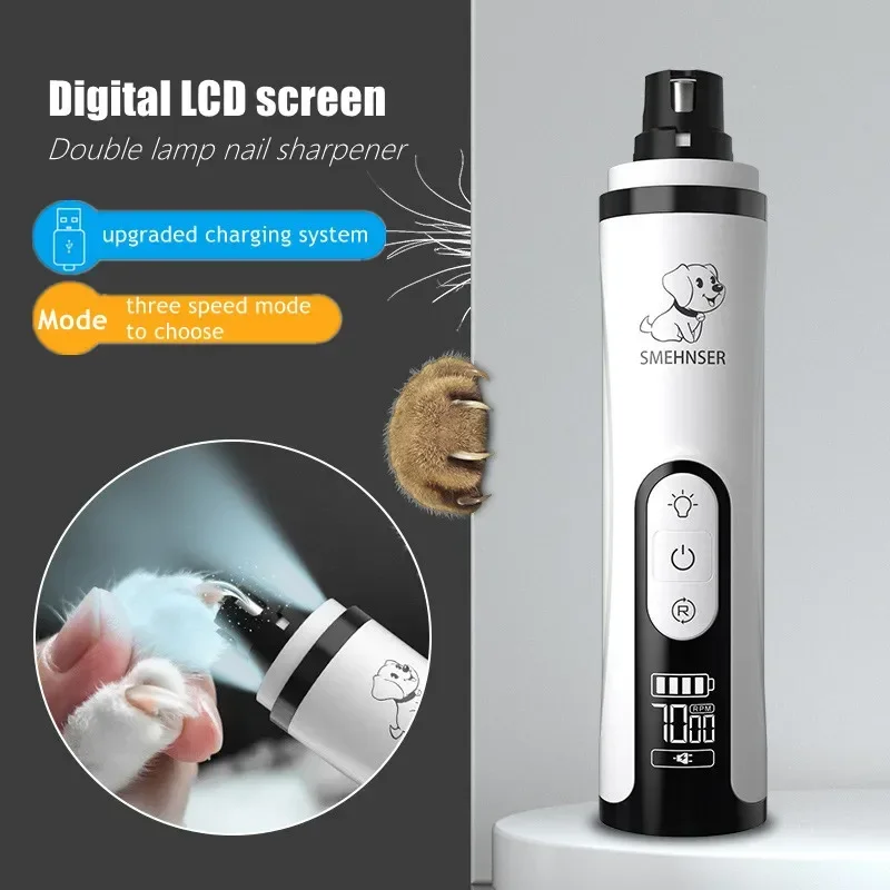 Smerigliatrice Elettrica Per Unghie Per Animali Domestici Led Light Cat Dogs Tagliaunghie Usb Ricaricabile Paws Nail Cutter Grooming Trimmer Pet Suppl