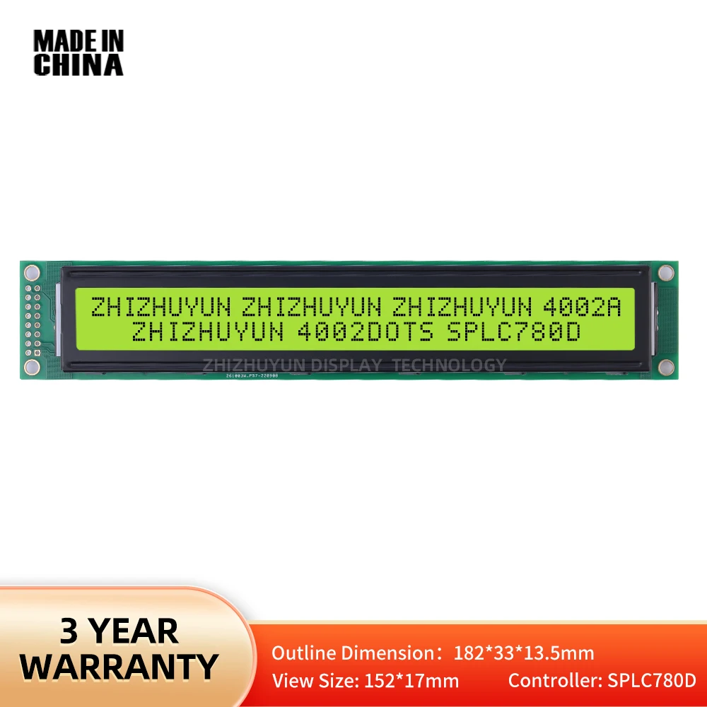 Source Factory 4002A Lcd Character Dot Matrix Screen Modulo Lcm 5V/3.3V Membrana Verde Gialla 40 X2 Librerie Di Parole Multiple
