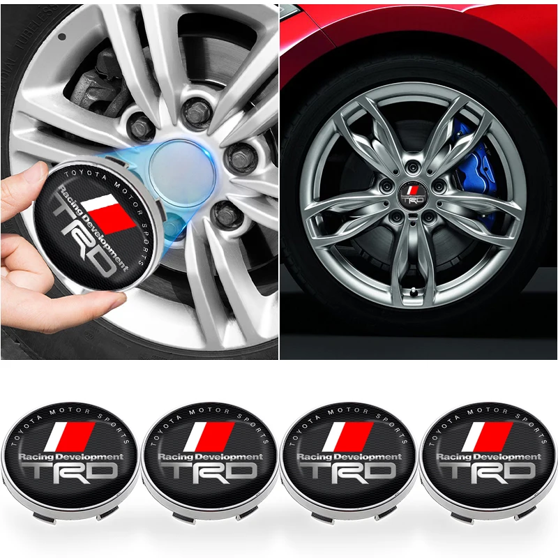 4Pcs Car Wheel Center Hub Cap Logo Stickers Rim Cover Emblem Decal Per Toyota Trd Corolla Auris Yaris Rav4 Chr Camry40 Prius