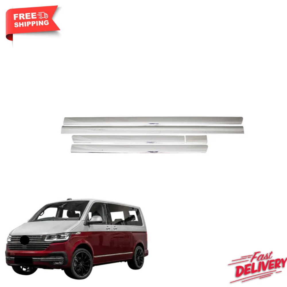 Volkswagen Vw T6 Carrier Chrome Side Door Pennant Single Slide 5 Pz. Telaio Corto 2015 E. Acciaio Inossidabile. A + Qua Volkswagen Vw T6