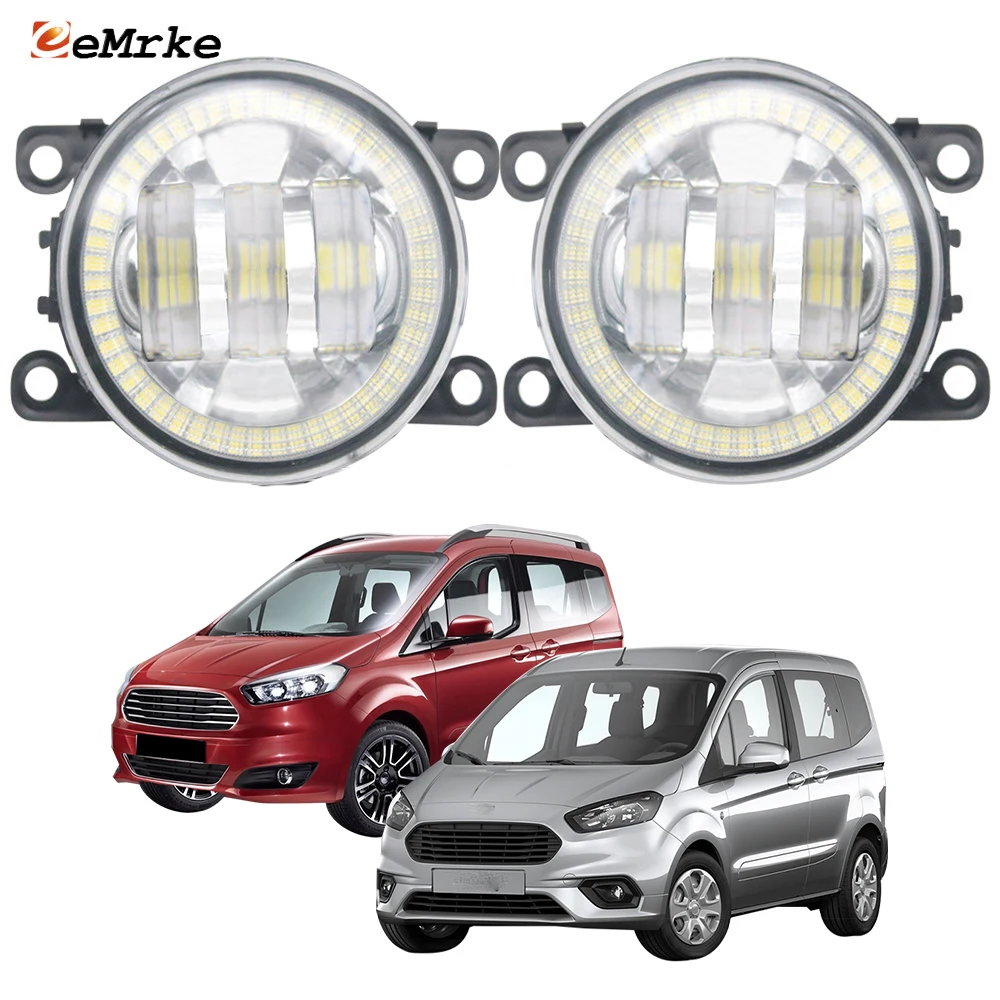 Led Ptf Car Fendinebbia Assembly Per Ford Tourneo Courier Transit Courier 2014-2018 Angel Eyes Drl Ring Daytime Running Light