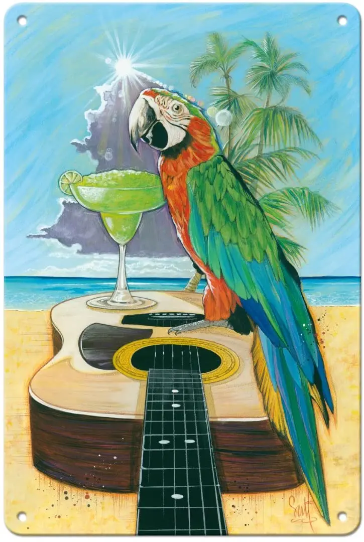Pacifica Island Art Macaw-Garita - Great Green Macaw Con Margarita-Da Un Dipinto A Colori Originale Di Scott Westmoreland