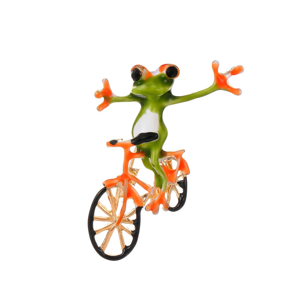 New Creative Custom Lovely Bike Frog Spille Donna Trendy Smalto Animale Spille Versatili Suit Coat Accessori Gioielli Regalo