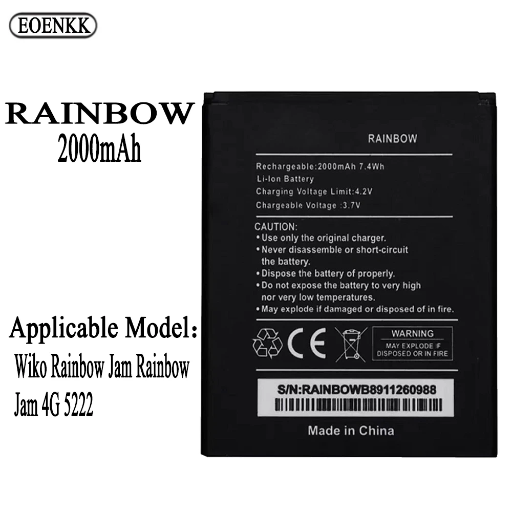 Batteria Arcobaleno Ad Alta Capacità Per Wiko Wiko Rainbow Jam Rainbow Jam 4G 5222 Batterie Per Telefoni Cellulari Bateria