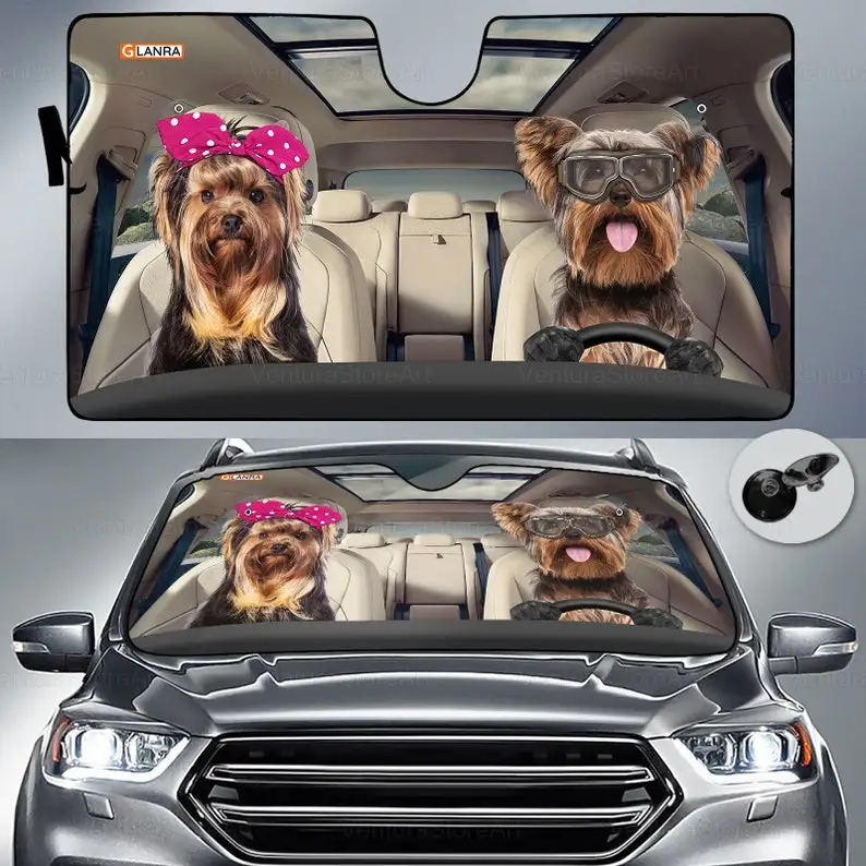 Yorkshire Terrier Coppia Parasole Per Auto, Parasole Per Auto Yorkshire, Decorazione Per Auto Per Cani, Amante Dello Yorkshire Terrier, Muslimah