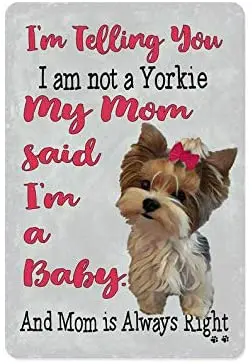 Zmkdll Yorkshire Terrier, Yorkie Puppy Metal Sign, Non Sono Uno Yorkie Sono Un Baby -Tin Sign Outdoor Indoor Wall Panel Retro Vintage