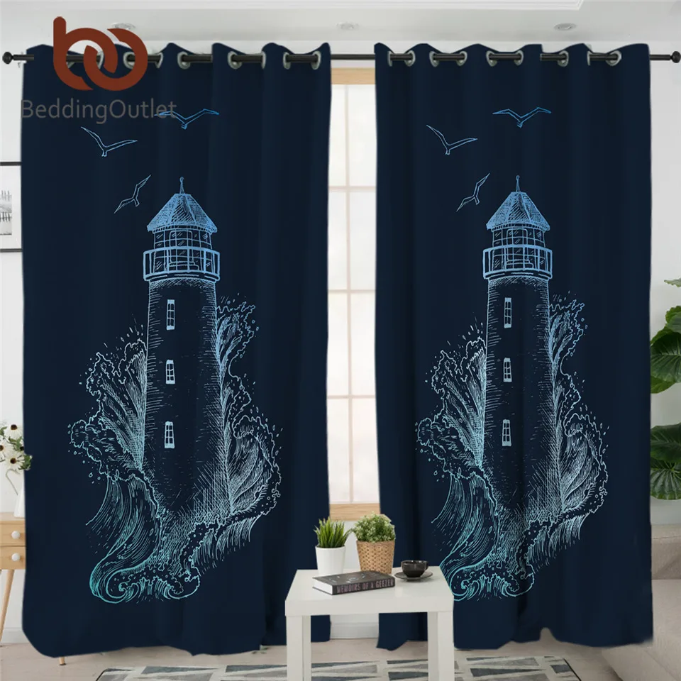 Beddingoutlet Faro Tenda Da Camera Da Letto Tema Nautico Tende Oscuranti Storm Blue Ocean Sea Tende Per Soggiorno 1 Pz