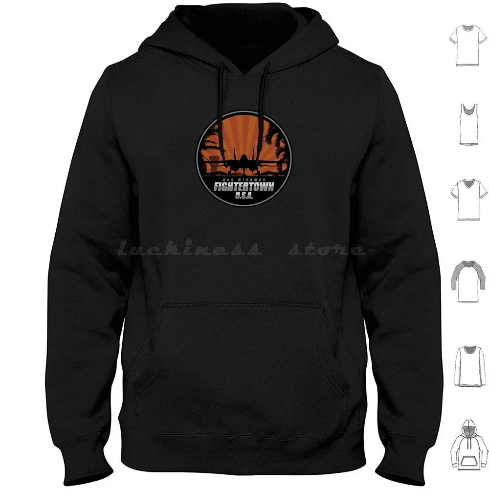Nas Miramar Fightertown Usa-F-14 Tomcat Felpe Con Cappuccio Manica Lunga Stazione Aerea Navale Miramar Fighter Armi School Patch
