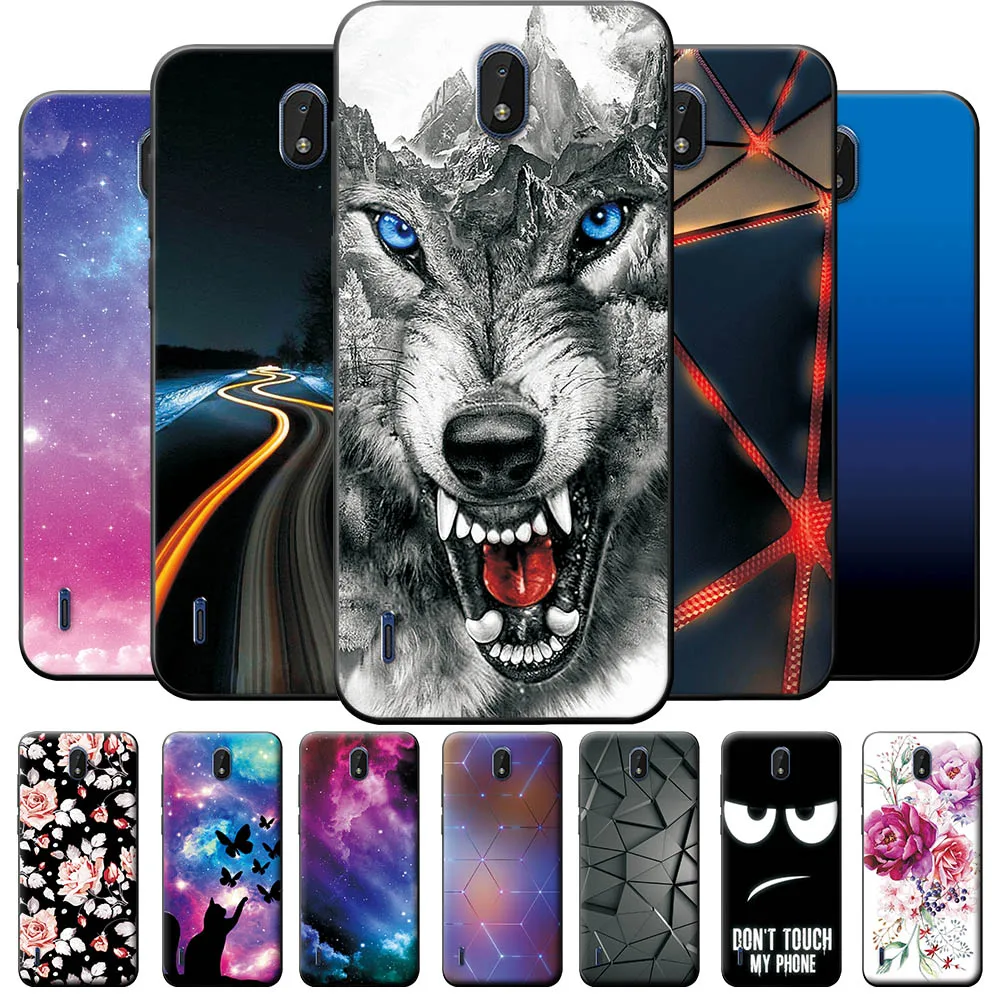 Per Nokia C1 2Nd Edition Cover Cover Custodie Antiurto Per Nokia C1 2Nd Edition 5.45 Pollici Marble Black Silicone Back Bumper