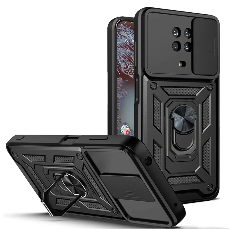 Per Nokia G10 G20 Custodia Slide Camera Lens Armor Custodie Per Telefono Per Nokia C10 C20 C30 C1 X100 Supporto Per Anello Magnetico Cover Posteriore