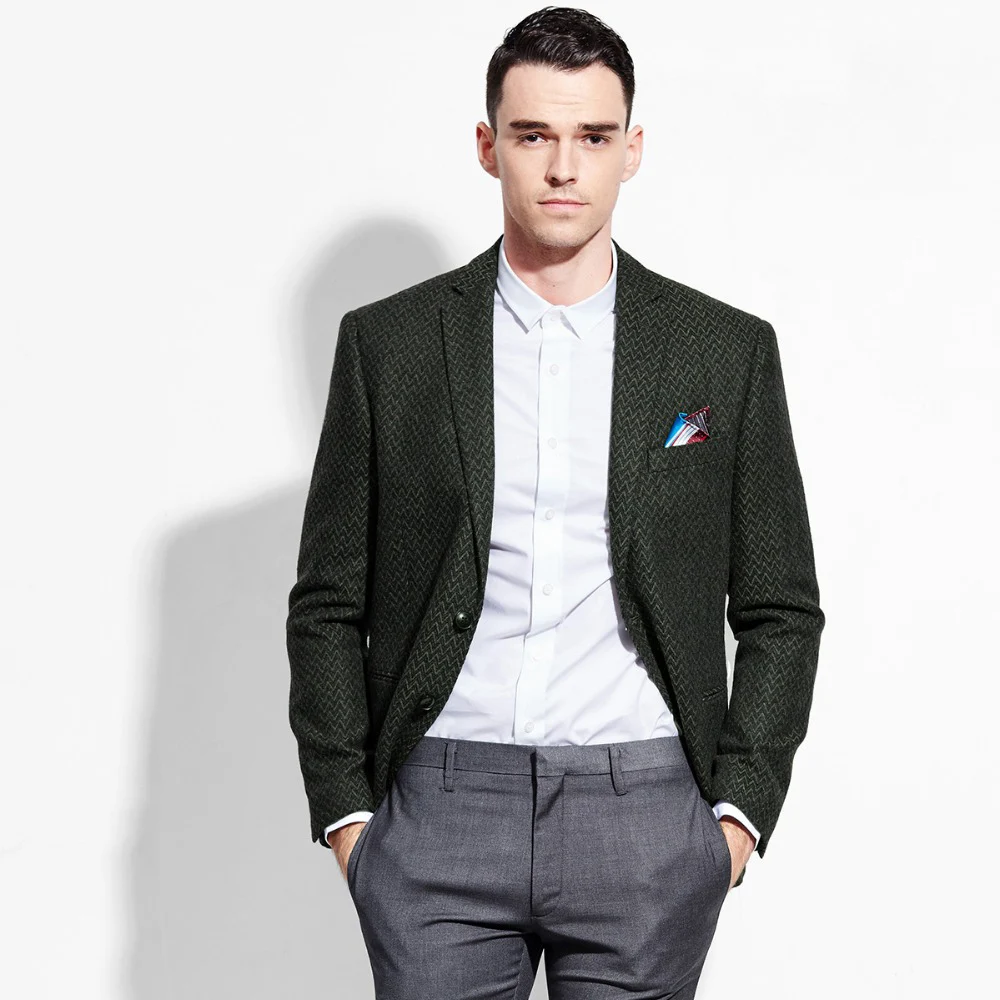 Blazer Da Uomo Primavera Autunno Nuovi Arrivi Slim Fit 50% Lana Brand Mens Blazer Jacket Business Groom Boyfriend Father Gift Thick Xs