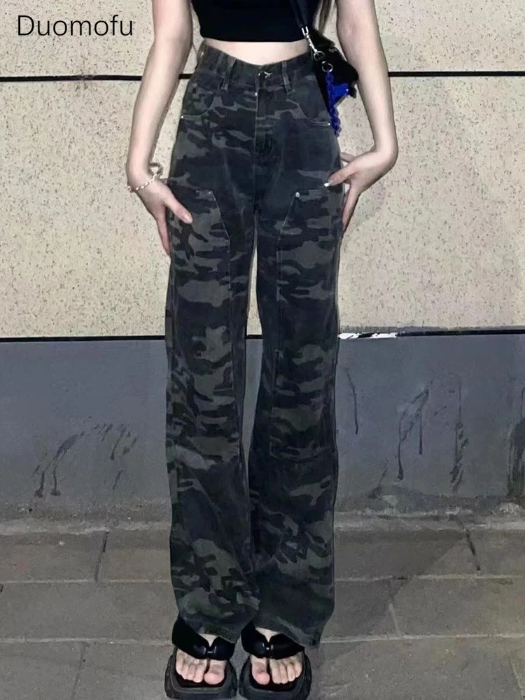 Duomofu American Sexy Classic Full Length Jeans Femminili Dritti Autunno Chic Contrasto Colore Vita Alta Moda Xs-2Xl Jeans Donna