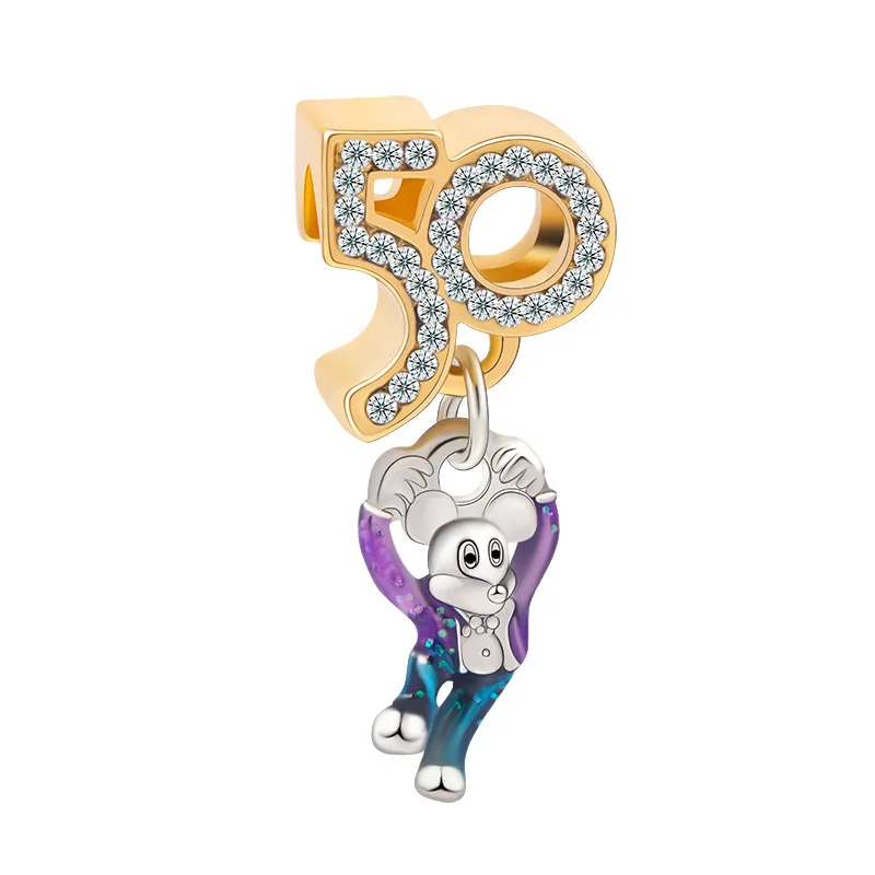 Fit Pandora Disney Parks Mickey Mouse 50Th Anniversary Ciondolo Per Gioielli Che Fanno Charms Bracciale Donna Ragazze Bangle Accessori