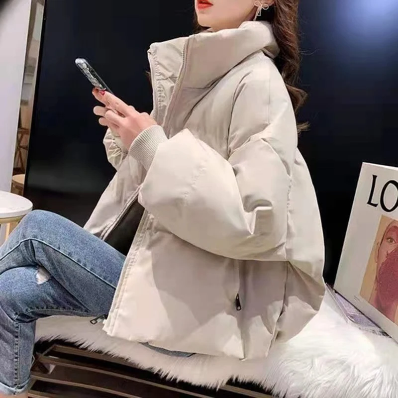 Inverno Solido Spesso Parka Abbigliamento Donna Donna Inverno Harajuku Piumino Parka Studente Versatile Cappotto Di Pane Oversize