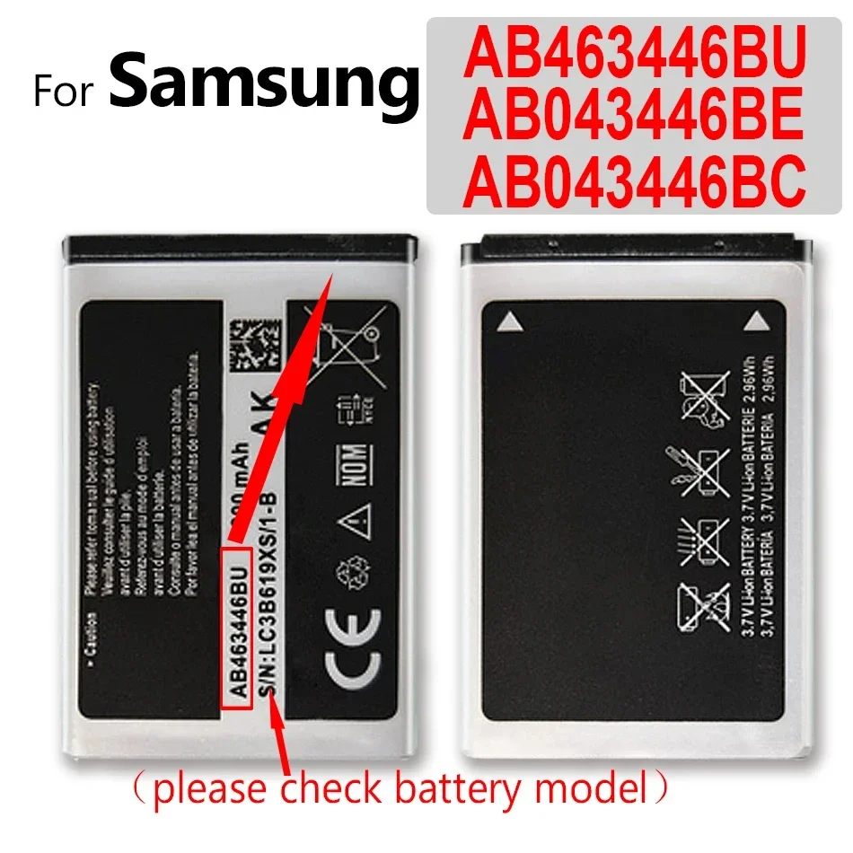 Ab463446Bu Ab553446Bu Ab043446Be Batteria Per Samsung C3520 E1228 E2530 E339 C3300K X208 B189 B309 E2330 C5212 W559 G500 S5830