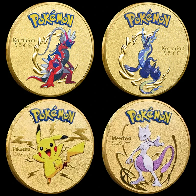 Monete Pokemon Dorate Metallo Pikachu Display Da Collezione Carte D'Oro Pokemon Dorate Carte Rotonde In Metallo Collezione Di Giocattoli Regalo