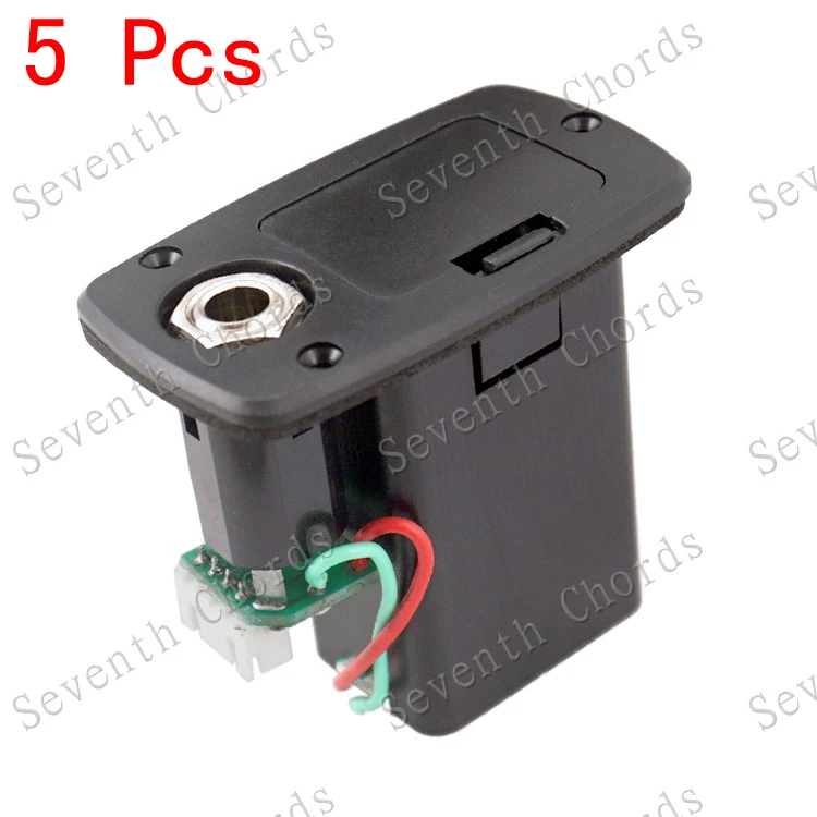 5 Pcs 9V Battery Box /Holder/Case Compartment Cover With 4 Pin Socket & Contacts & Output Jack For Active Guitar Bass Pickup Eq