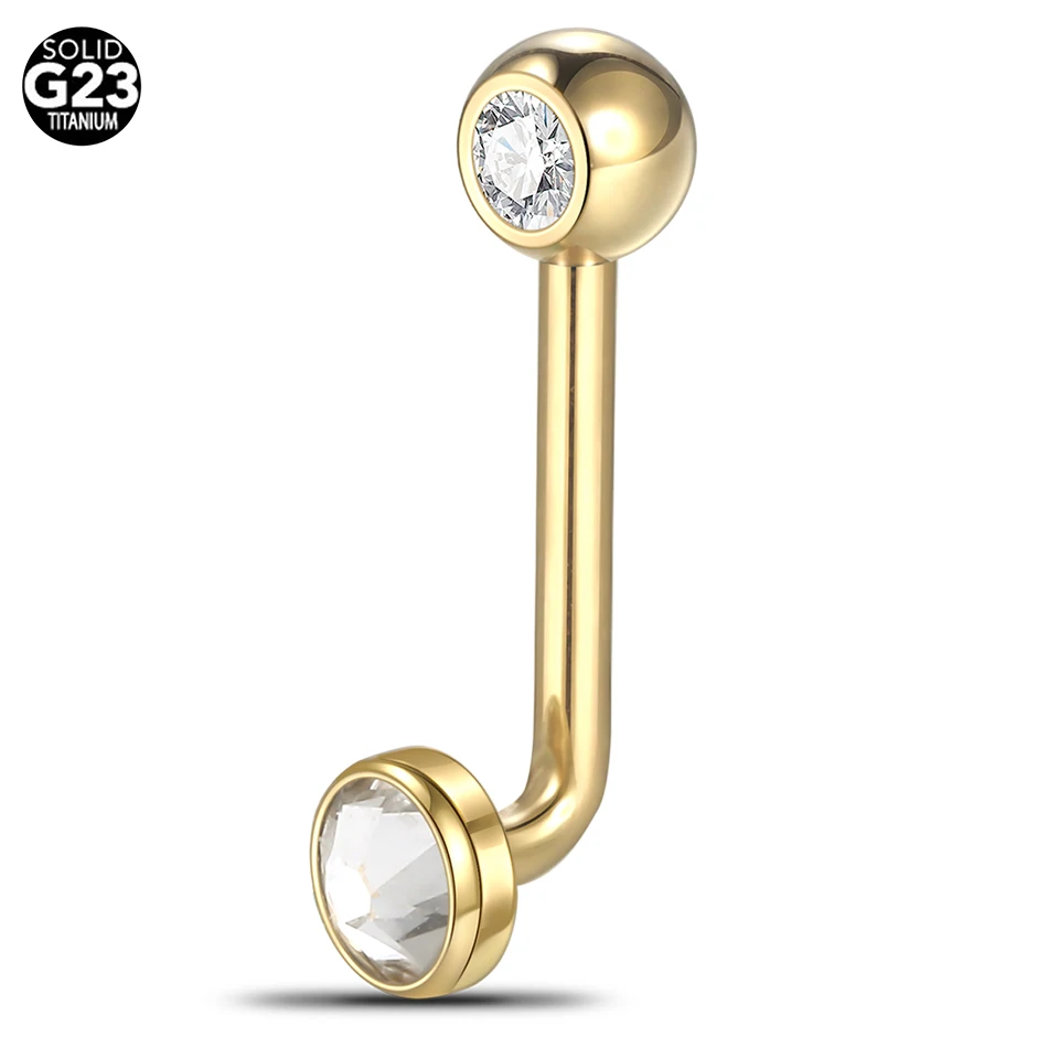 1Pc G23 Titanium Cz Crystal Elizabeth Piercing Cappuccio Verticale Color Oro Sexy Intimo Pircing Belly Rings Gioielli Per Uomo Donna