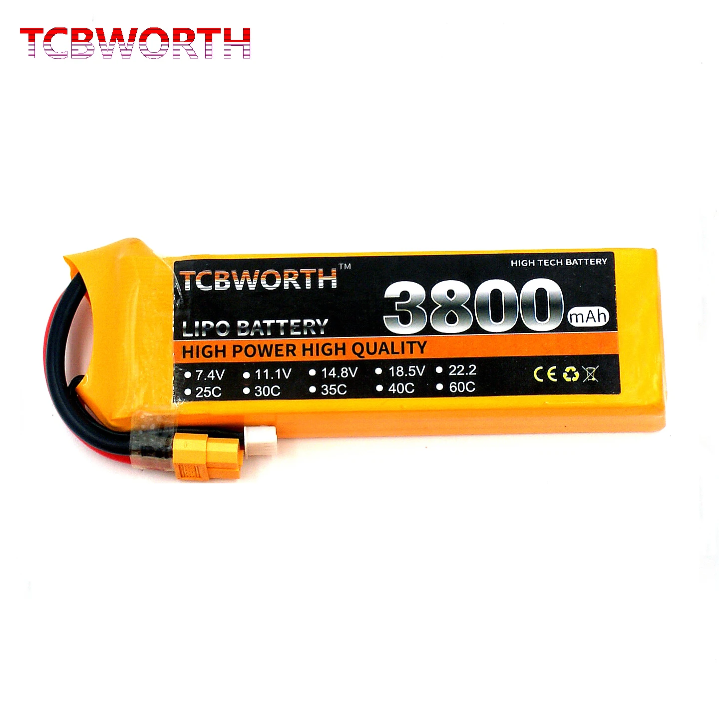 Tcbworth 7.4V 3800Mah Batteria Lipo Per Rc Car Truck Tank Helicopter Airplane Boat Racing Parts 2S 40C Xt60 T Plug Drone Battery