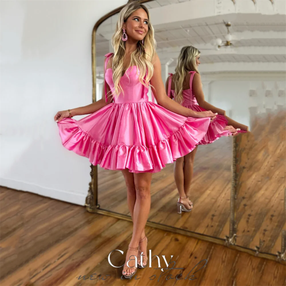 Cathy Exquisite Barbie Pink Vestidos De Noche Sweet Mini A-Line Prom Dress 2023 Sexy Sweetheart Ball Gown Muslimah