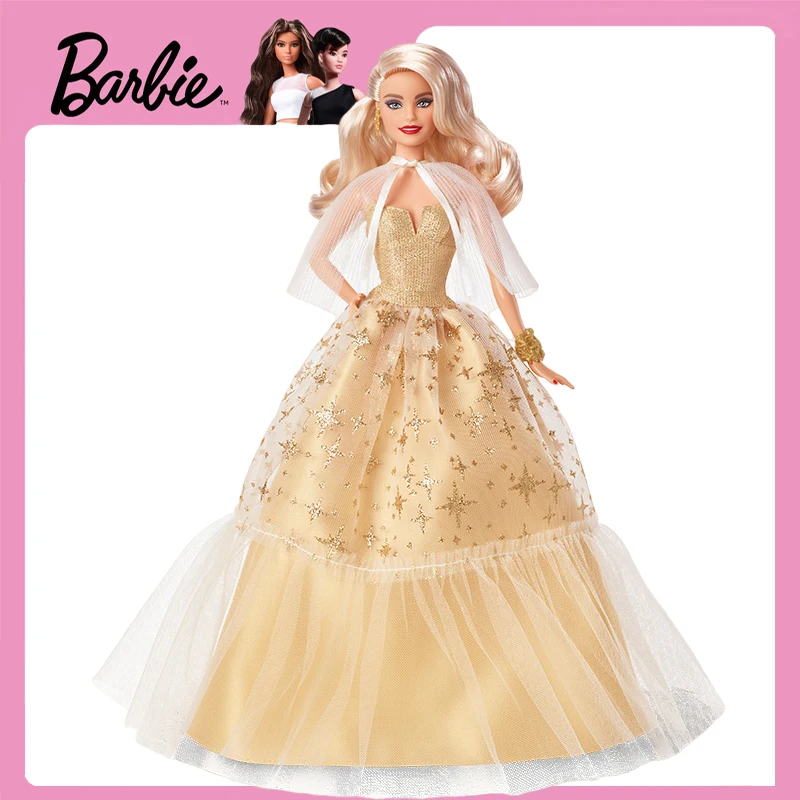 2023 Nuova Collezione Barbie Princess Series Golden Long Hair Golden Dress Collection Memorial Toy Stand Model Character Hjx04