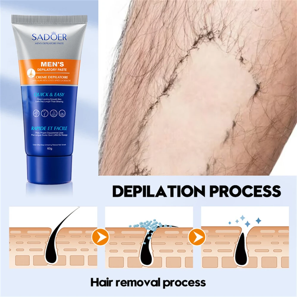 Crema Depilatoria Indolore Da Uomo Crema Depilatoria Delicata Non Irritante Sadoer Crema Depilatoria Rinfrescante Delicata 60G