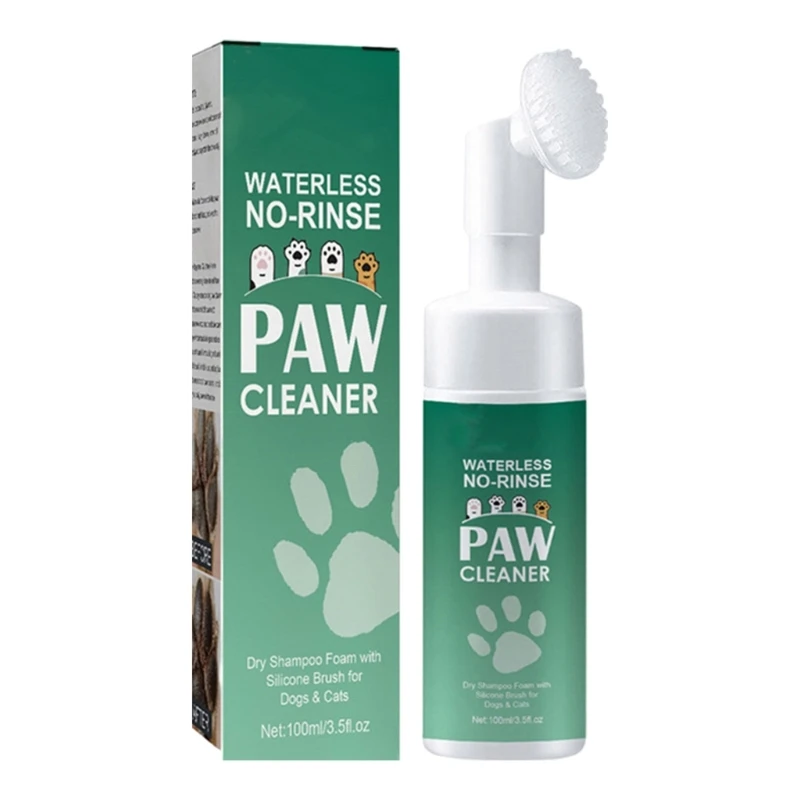 100Ml Pet Foot Cleaner Foam Dog Cat Feet Cleaner Waterless Kitten Paw Cleaner Foam Con Spazzola In Silicone Per La Pulizia Dei Piedi