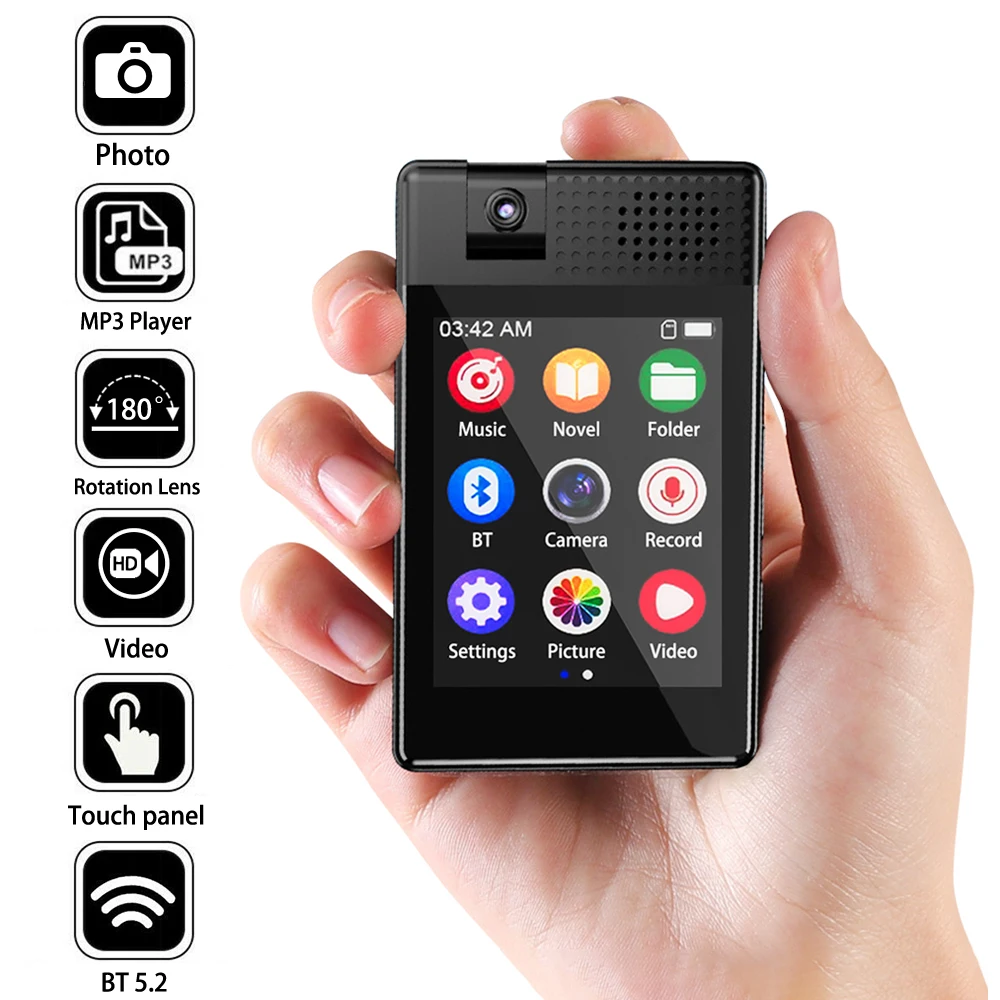 Lettore Mp3 Portatile Lettore Musicale Bluetooth Altoparlante Integrato Touch Screen Mp3 Da 2.5 Pollici Con Registrazione E-Book Della Fotocamera Per 