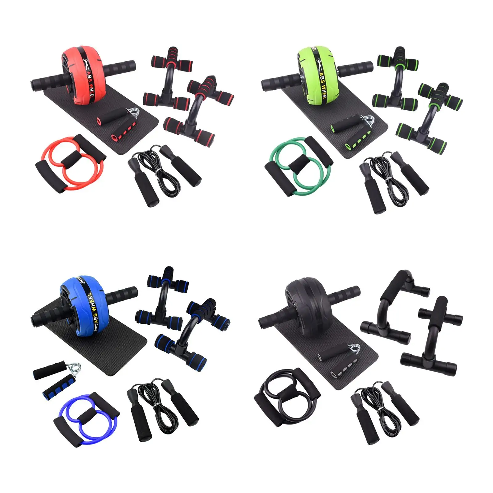 Ab Machine Wheel Chest Expander Indoor Fitness Equipment Set 5 In 1 Hand Grip